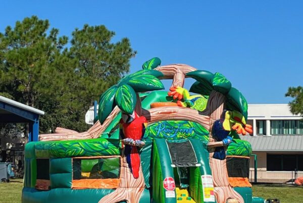 The Rain Forest Bounce House Setup Outside