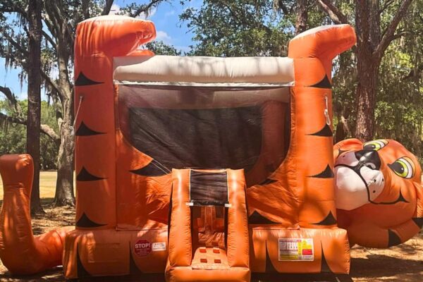 The Tiger's Belly Bounce House Setup Outside